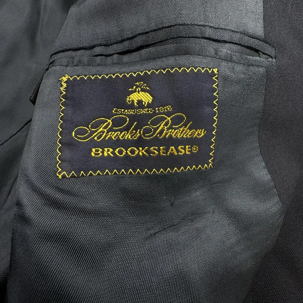 Vintage Brooks Brothers Brooksease Sport Coat Blazer Mens 41R Navy Blue Wool USA